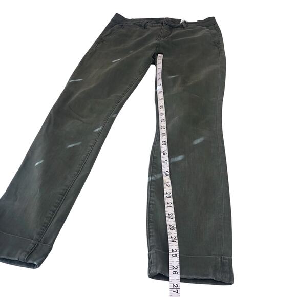 Cosmic Blue Love Olive Green High Waist Ankle Length Cuffed Pants Side Pockets - Picture 10 of 16